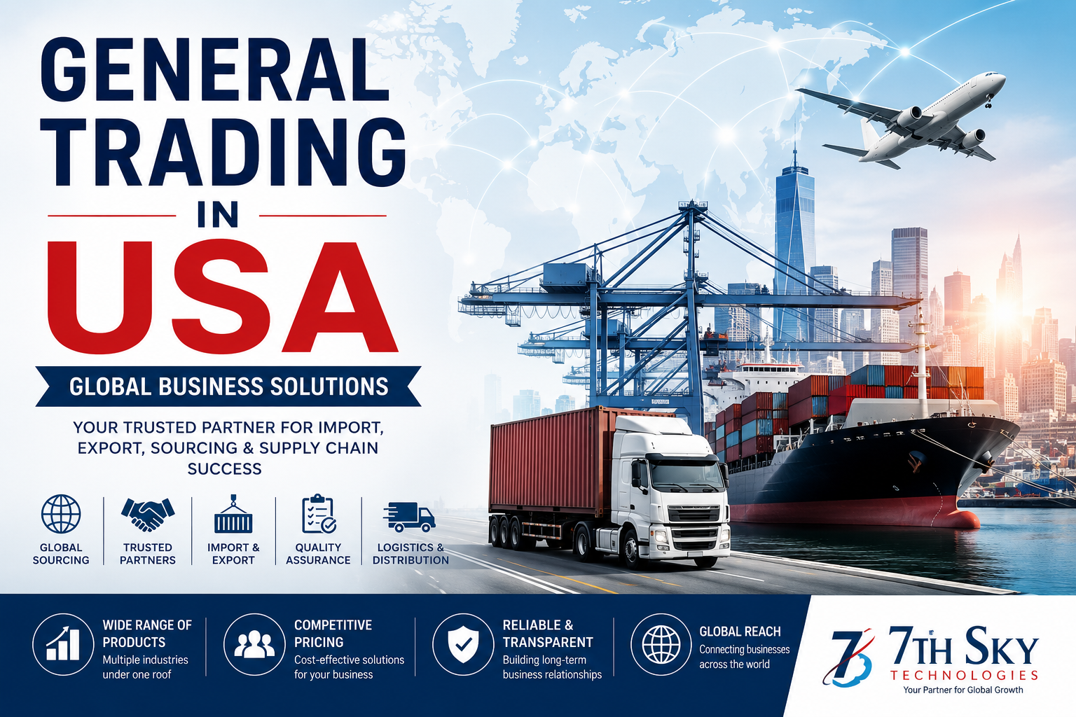 General Trading in USA for Import Export, Product Sourcing and International Trade Services